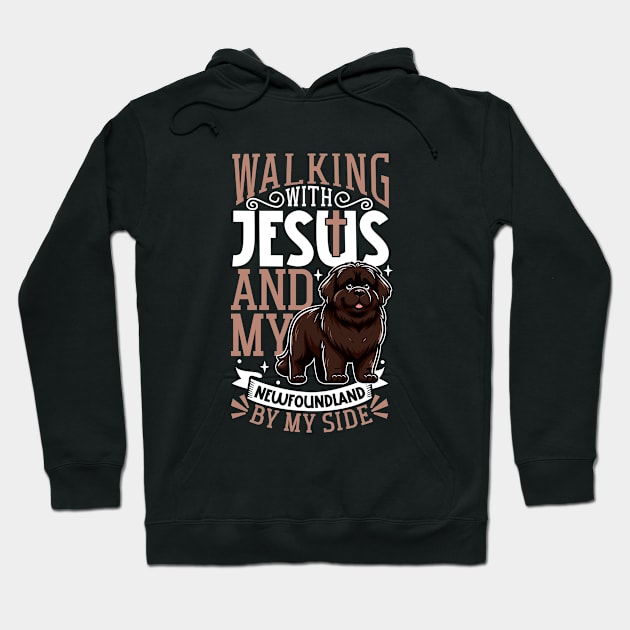 Jesus and dog - Newfoundland Hoodie by Modern Medieval Design